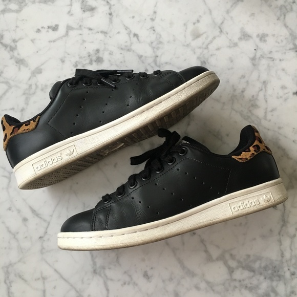 adidas Shoes - ADIDAS Black Leather Leopard Stan Smith Sz 6.5
